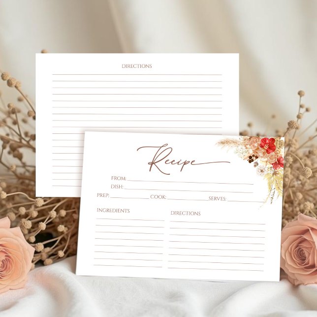 Convite Placa de Receita do Chá de panela Floral Terracott (Criador carregado)