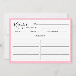 Convite Placa de Receita Moderna Simples Rosa