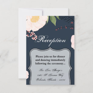 Convite Placa de Recepção 3,5x5 Flores Brancas a Escuro