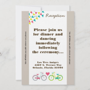Convite Placa de recepção 3,5x7 abre bicicletas Bicycl