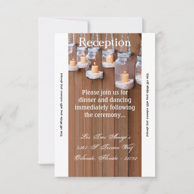 Convite Placa de recepção 3,5x7 Luzes de velas de jarro de (Frente)