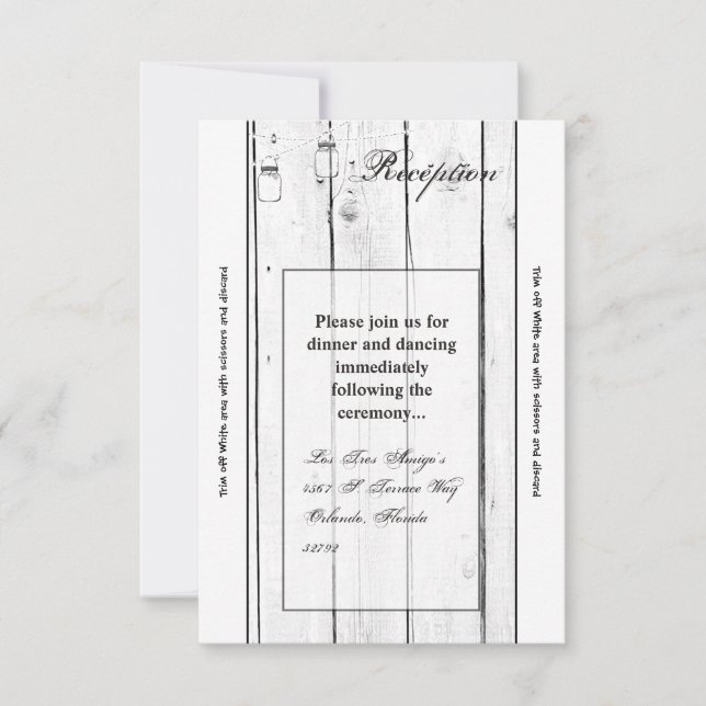 Convite Placa de recepção 3,5x7 Mason Jar String Luzes Mad (Frente)