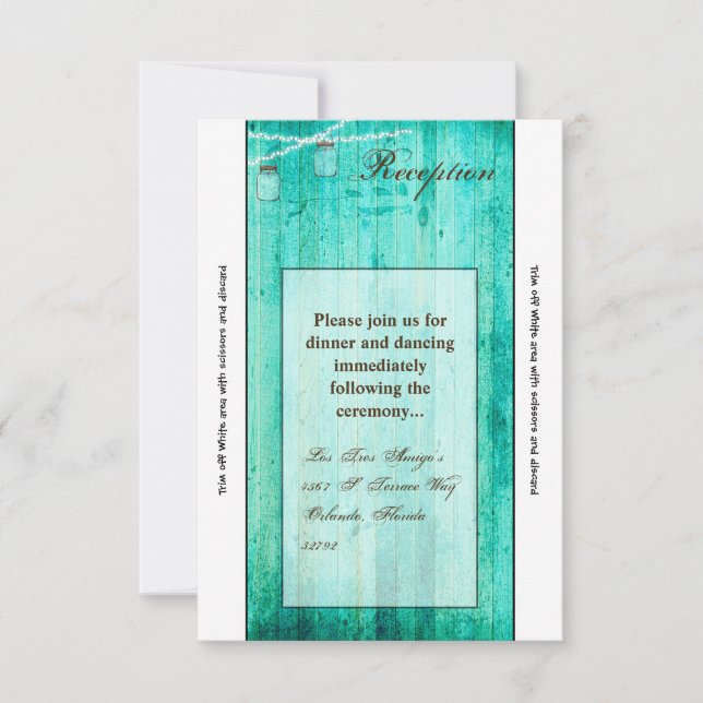 Convite Placa de recepção 3,5x7 Mason Jar String Luzes Mad (Frente)