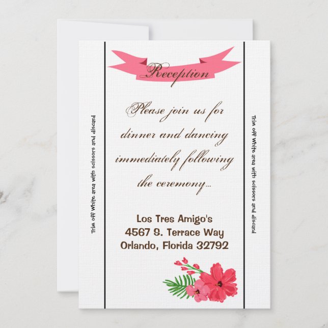 Convite Placa de recepção 3,5x7 Primavera Hibiscus Flower  (Frente)