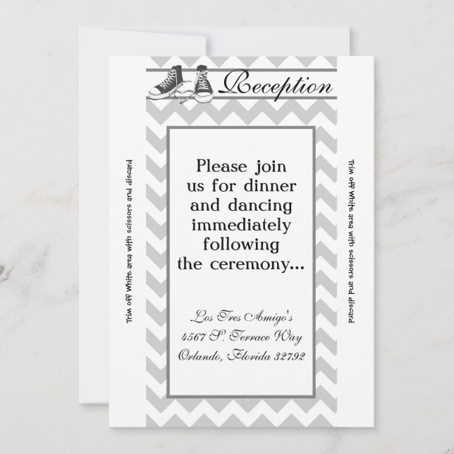 Convite Placa de recepção 3,5x7, tênis de adolescência (Frente)
