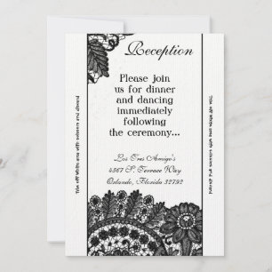 Convite Placa de recepção 3,5x7 Vintage Black Lace Doílias