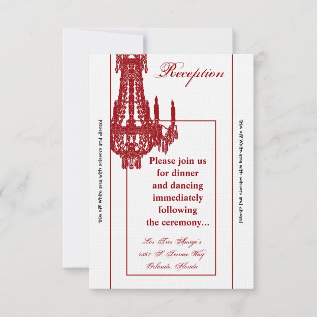 Convite Placa de recepção Crystal Chandelier Glitz Glam 3, (Frente)