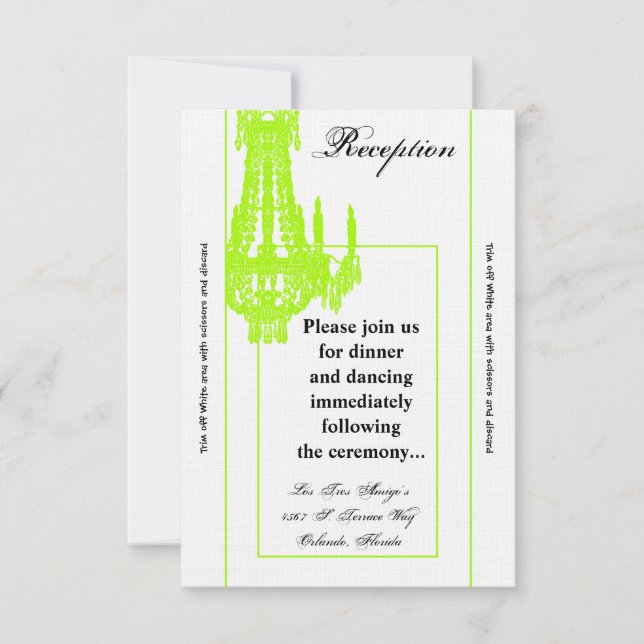 Convite Placa de recepção Crystal Chandelier Glitz Glam 3, (Frente)