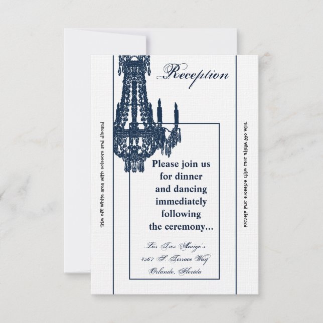 Convite Placa de recepção Crystal Chandelier Glitz Glam 3, (Frente)