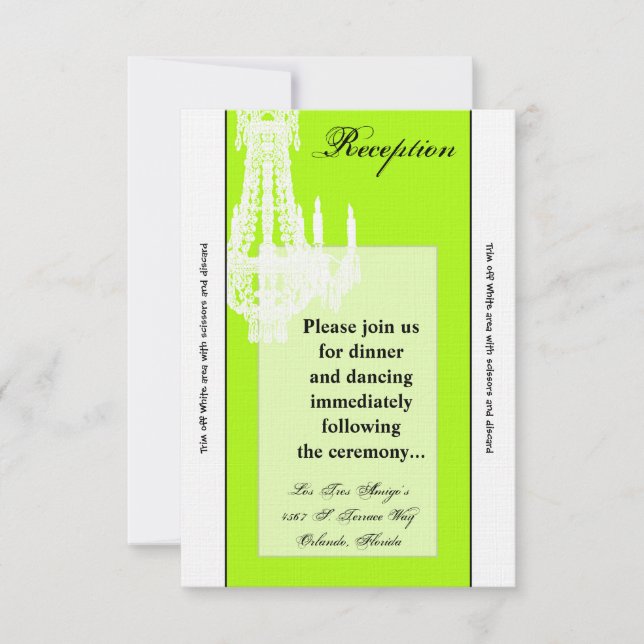 Convite Placa de recepção Crystal Chandelier Glitz Glam 3, (Frente)