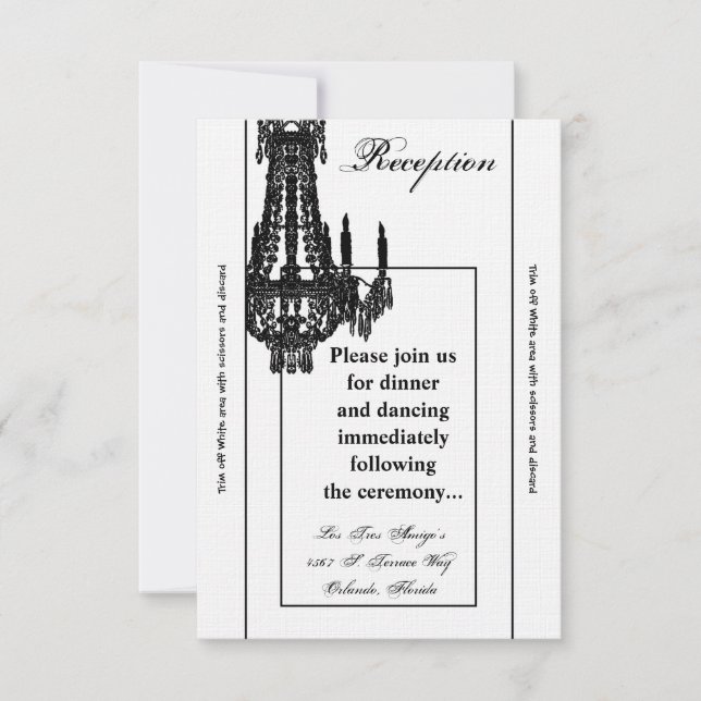 Convite Placa de recepção Crystal Chandelier Glitz Glam 3, (Frente)