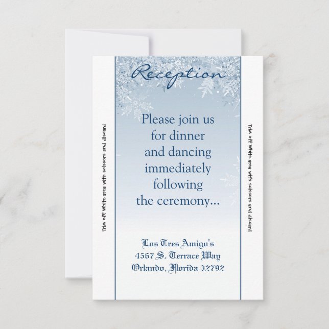 Convite Placa de recepção Crystal Snowflakes, 3,5 x 7, inv (Frente)