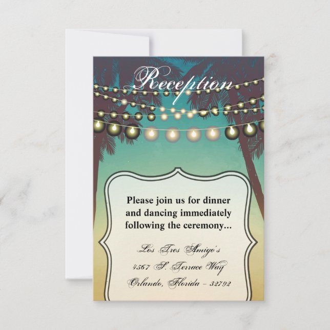 Convite Placa de recepção de 3,5x7 Strin Palm Treine de pr (Frente)