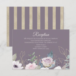Convite Placa de Recepção de Aquarela Dourada Violet Rosa