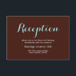 Convite Placa de recepção de casamento<br><div class="desc">Cartão de recepção de casamento elegante e chic.</div>