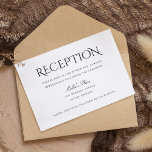 Convite Placa de Recepção de casamento branca simples e li<br><div class="desc">Personalize esta bela placa na moda elegante de Recepção de casamento branca e preto elegante. Design moderno clássico,  simples e nítido com texto preto sobre fundo branco. Todos os outros itens correspondentes podem ser encontrados na Coleção de Casamentos Elegantes e Clássicos.</div>