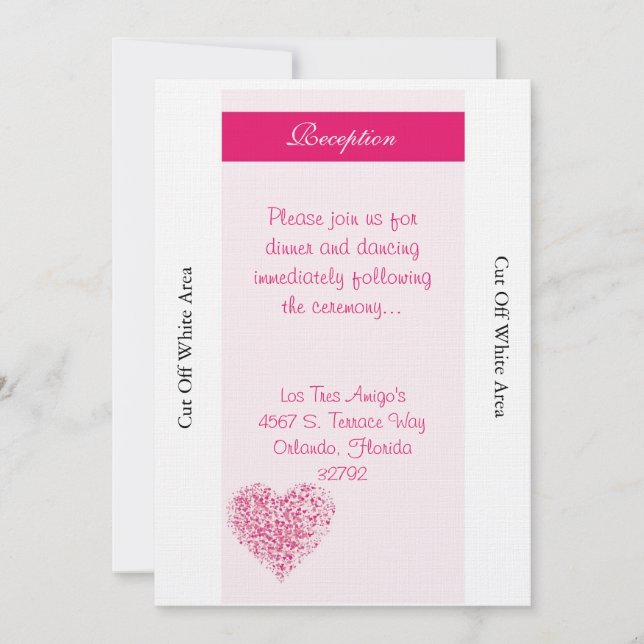 Convite Placa de Recepção de casamento cardíaca da rosa cl (Frente)