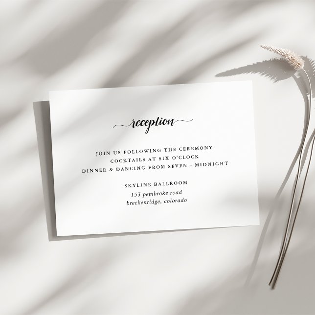 Convite Placa de Recepção de casamento de Caligrafia Preta (Criador carregado)