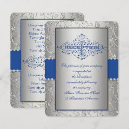 Convite Placa de Recepção de casamento de espiral azul e p