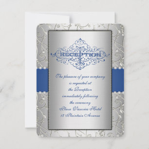 Convite Placa de Recepção de casamento de espiral azul e p