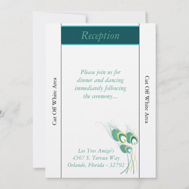 Convite Placa de Recepção de casamento de Peacock Moderno  (Frente)