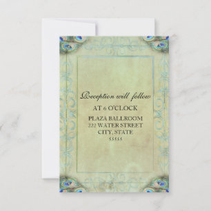 Convite Placa de Recepção de casamento de Peacock Vintage