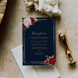 Convite Placa de Recepção de casamento Dourada geométrica 