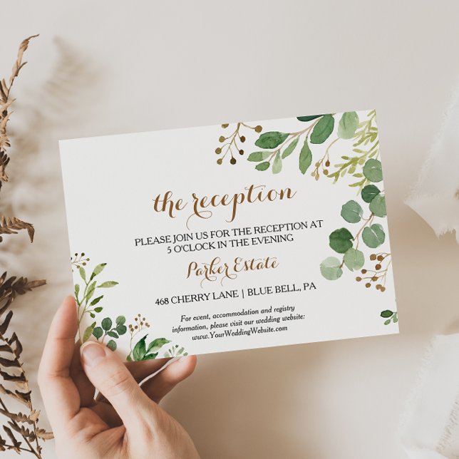 Convite Placa de Recepção de casamento Elegante Eucalyptus (Criador carregado)