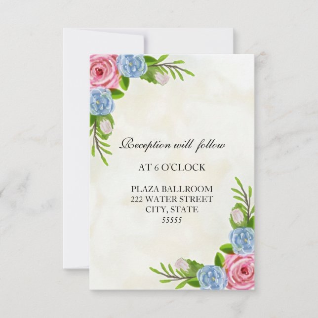 Convite Placa de Recepção de casamento Floral de Aquarela (Frente)
