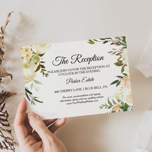 Convite Placa de Recepção de casamento Floral de Aquarela (Criador carregado)