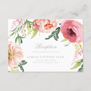 Convite Placa de Recepção de casamento Floral Rosa