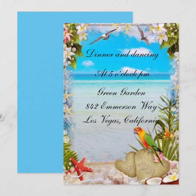 Convite Placa de Recepção de casamento Floral Tropical Bea (Frente/Verso)