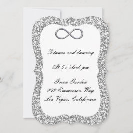 Convite Placa de Recepção de Infinidade de Prata Glitter
