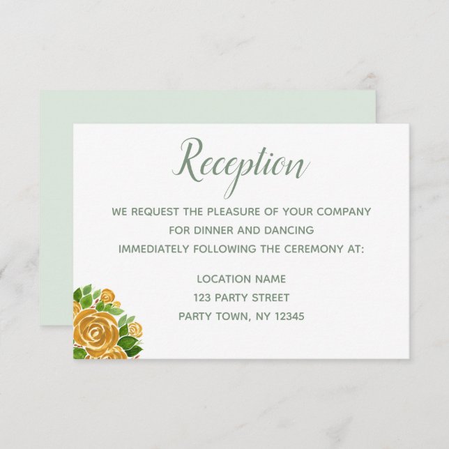 Convite Placa de recepção Dourada Rosa (Frente/Verso)