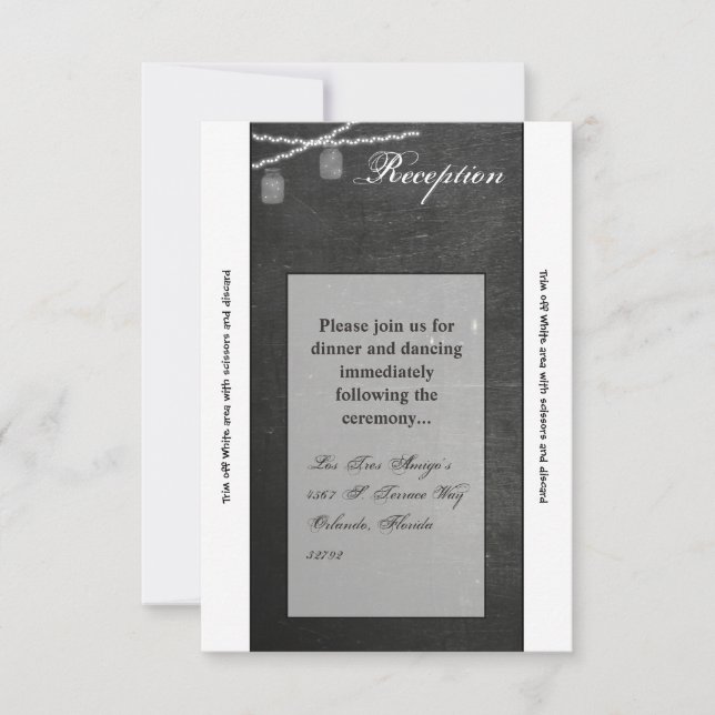 Convite Placa de recepção Mason Jar String Lights Chalk 3. (Frente)