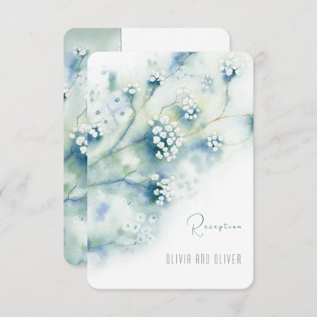 Convite Placa de receptáculo de recepção de flores brancas (Frente/Verso)