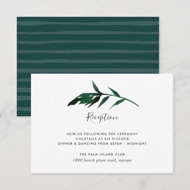 Convite Placa de receptáculo de recepção de palma de aquar (Frente/Verso)