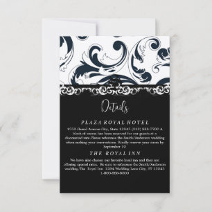 Convite Placa de receptáculo Elegante Black e White Royal 