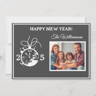 Convite Placa de Relógio de Fotografias do Feliz ano novo 