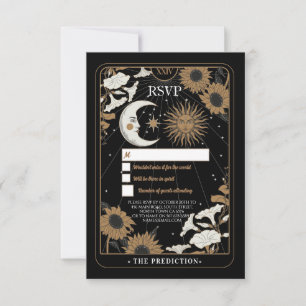 Convite Placa de Resposta Alinhada às Estrelas RSVP Tarot