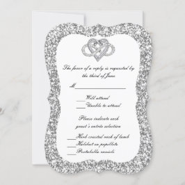 Convite Placa de Resposta Cardíaca Infinita à Glitter Silv