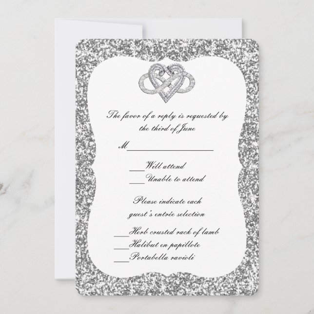 Convite Placa de Resposta Cardíaca Infinita à Glitter Silv (Frente)