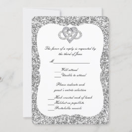 Convite Placa de Resposta Cardíaca Infinita à Glitter Silv