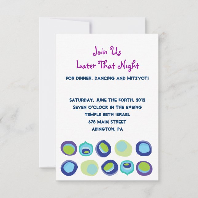 Convite Placa de Resposta de Bat Mitzvah, Bar Peacock Mode (Frente)