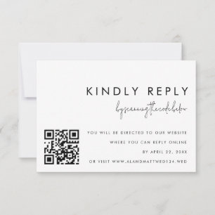 Convite Placa de resposta de código QR preto-branco minima