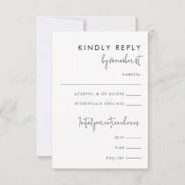 Convite Placa de resposta de Comida branca/preto minimalis