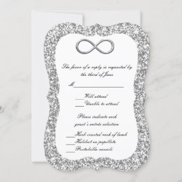 Convite Placa de Resposta de Infinidade Silver Glitter Sil