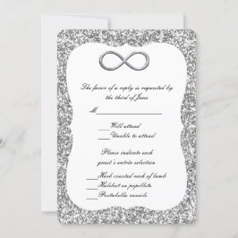 Convite Placa de Resposta de Infinidade Silver Glitter Sil