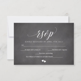 Convite Placa de Resposta de Script RSVP de Casamento de Q