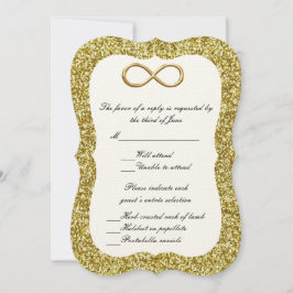 Convite Placa de resposta Dourada Glitter Infinity